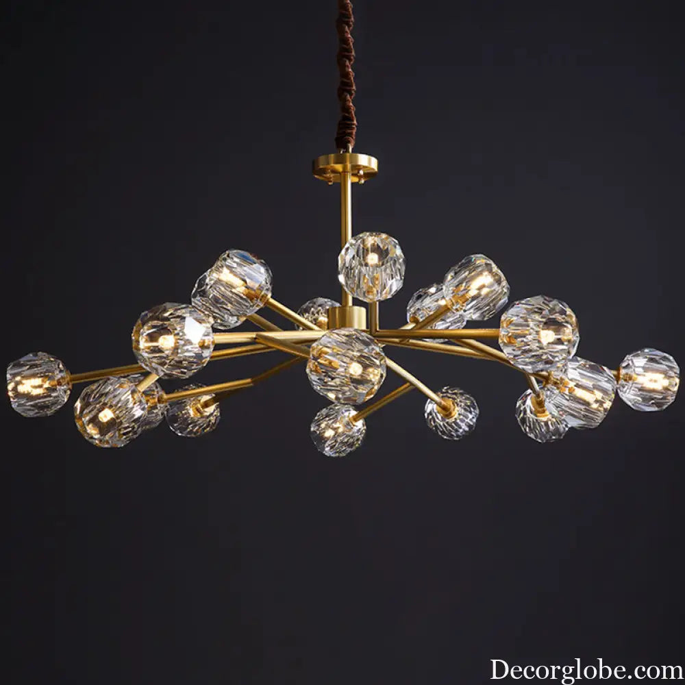 Modern Beveled Crystal Ball Chandelier - 6/15/18-Bulb Brass Living Room Lighting Fixture