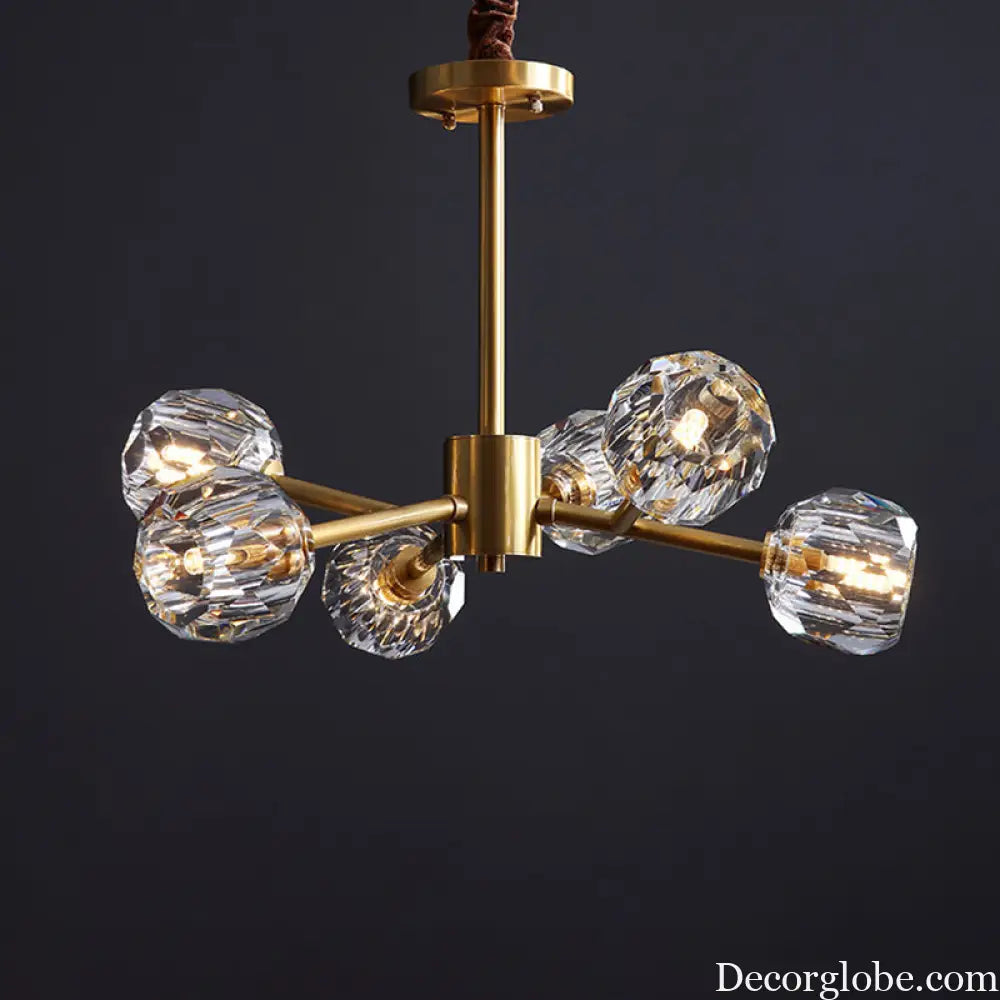 Modern Beveled Crystal Ball Chandelier - 6/15/18-Bulb Brass Living Room Lighting Fixture