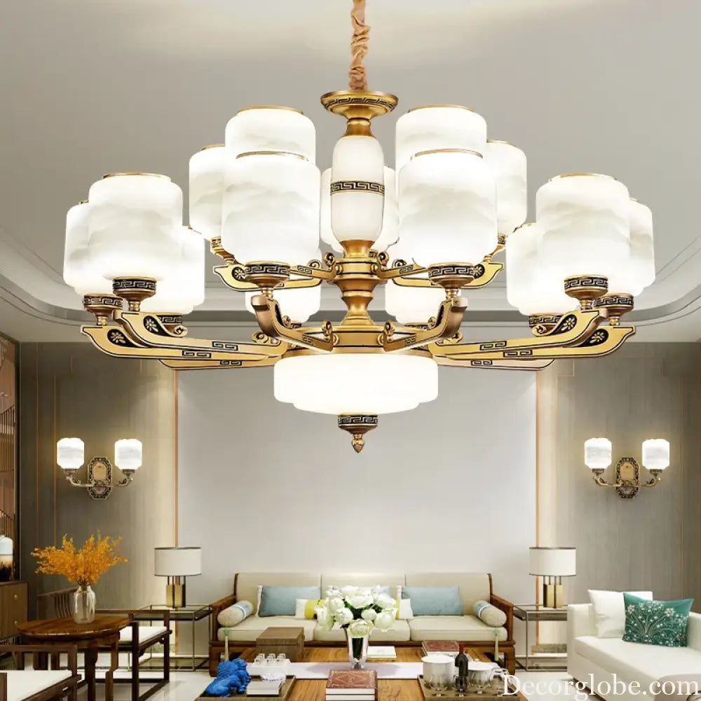 Modern Brushed Glass Chandelier for Living Room and Dining Area Chandelier