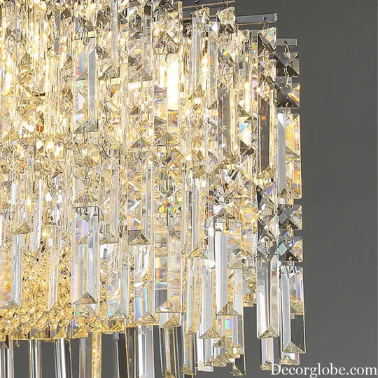 Elegant Modern Crystal Chrome Chandelier - A Luxury Glossy Fixture for Living Rooms, Bedrooms, and Dining Room Decor - DecorGlobe