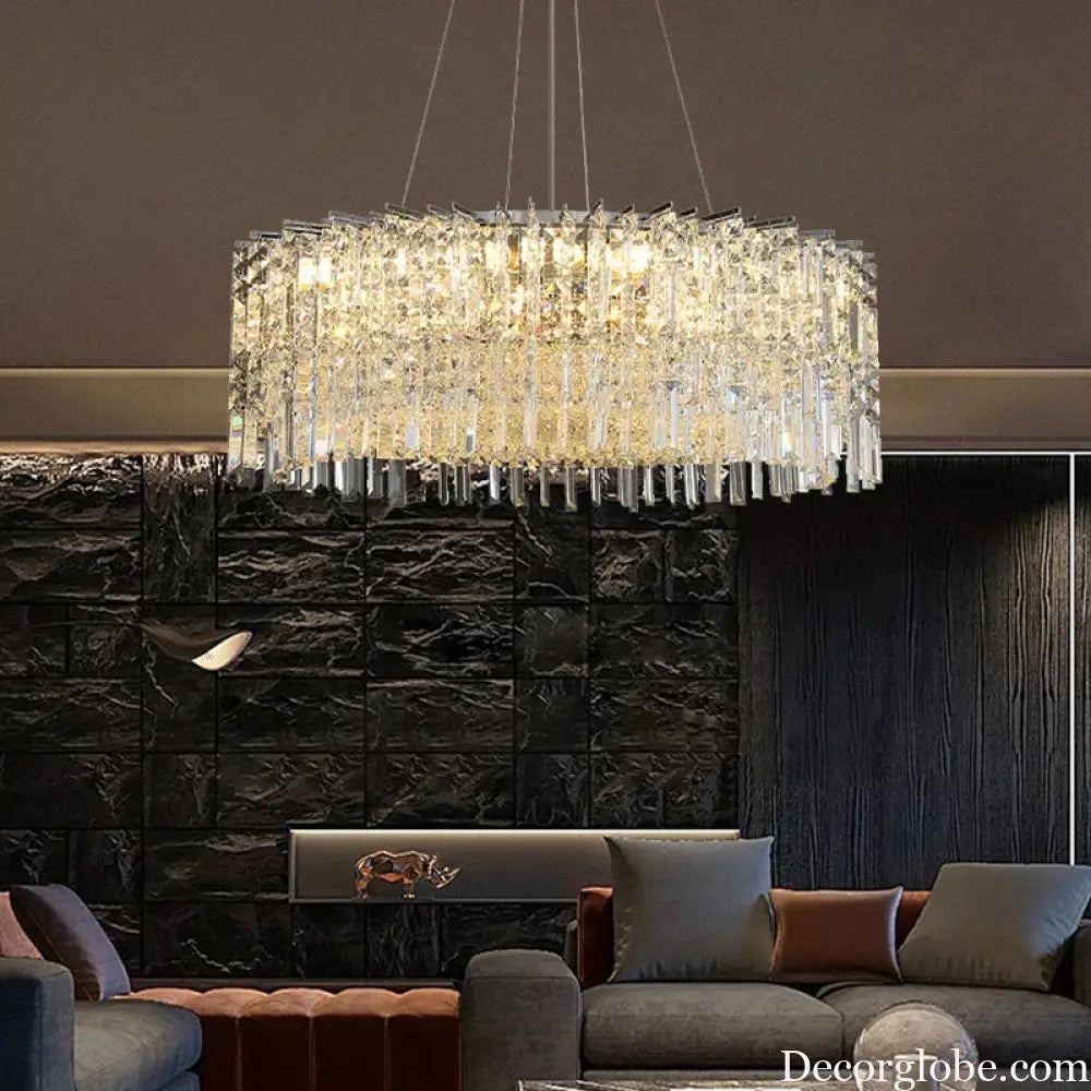 Elegant Modern Crystal Chrome Chandelier - A Luxury Glossy Fixture for Living Rooms, Bedrooms, and Dining Room Decor - DecorGlobe