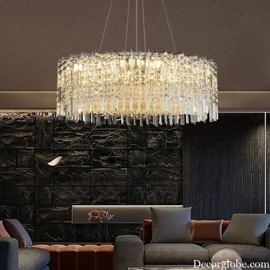 Elegant Modern Crystal Chrome Chandelier - A Luxury Glossy Fixture for Living Rooms, Bedrooms, and Dining Room Decor - DecorGlobe