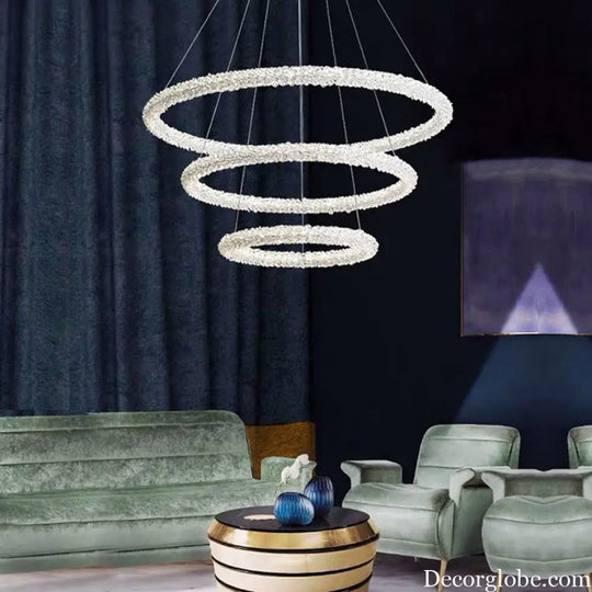 Diana - Modern Crystal Circle Chandelier (Choose Your Size &amp; Tiers) - DecorGlobe