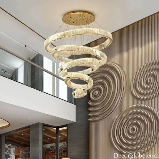 Modern Luxury Crystal Chandeliers - Golden Chandelier Lighting for Living Rooms, Stairs, and Duplex Halls - DecorGlobe