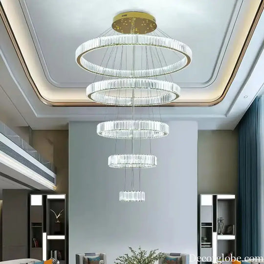 Modern Luxury Crystal Chandeliers - Golden Chandelier Lighting for Living Rooms, Stairs, and Duplex Halls - DecorGlobe