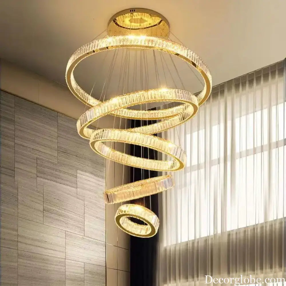 Modern Luxury Crystal Chandeliers - Golden Chandelier Lighting for Living Rooms, Stairs, and Duplex Halls - DecorGlobe