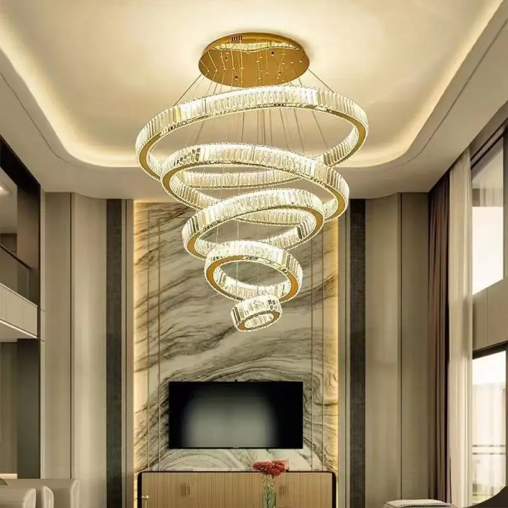 Modern Luxury Crystal Chandeliers - Golden Chandelier Lighting for Living Rooms, Stairs, and Duplex Halls - DecorGlobe