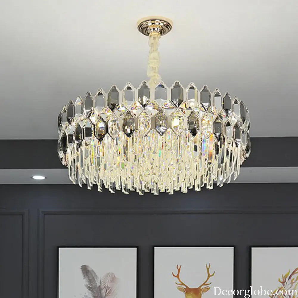Gabriela Modern Crystal Chandelier - Smoke Grey Tiered Pendant (Multiple Sizes) - DecorGlobe