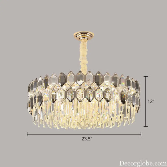 Gabriela Modern Crystal Chandelier - Smoke Grey Tiered Pendant (Multiple Sizes) - DecorGlobe