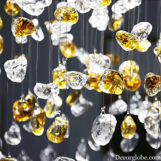 Modern Crystal Stone Chandelier - LED Home Decor Lighting Fixture with Creative Design, Colorful Oval Lustre for Dining Rooms - DecorGlobe