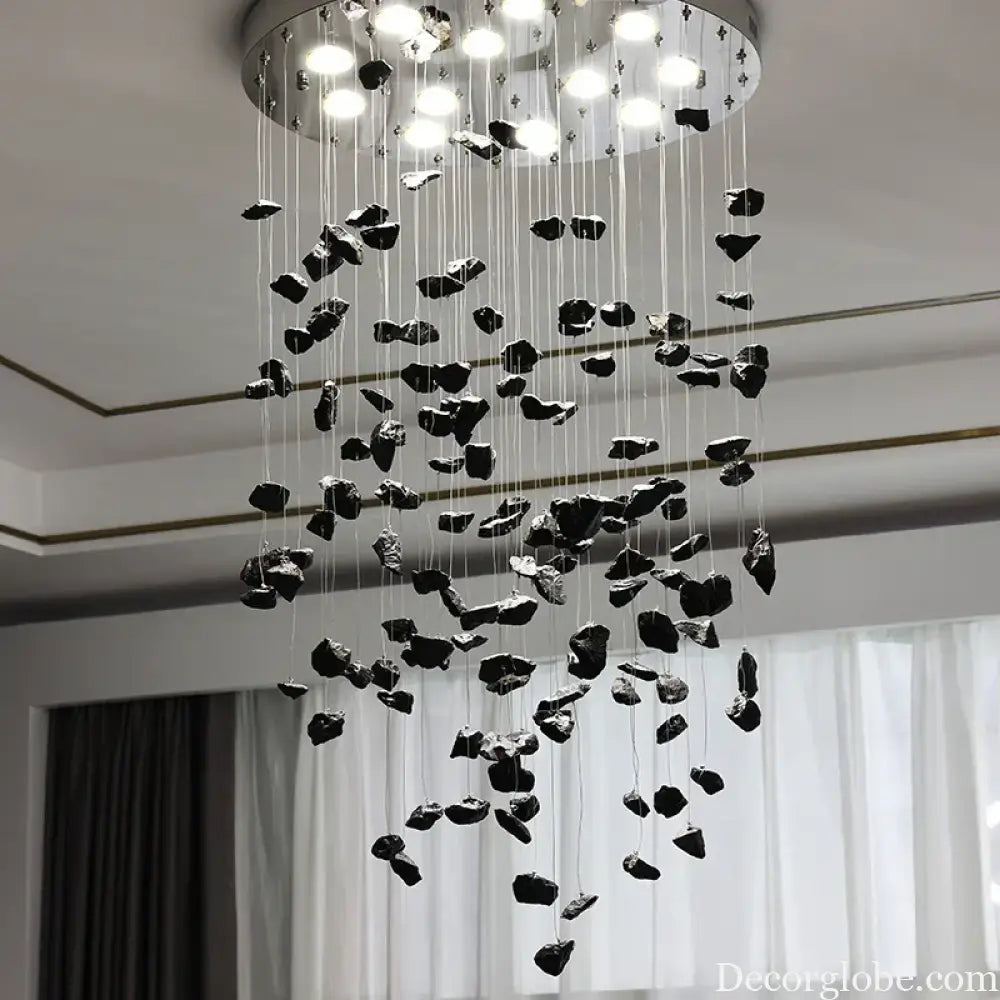 Modern Crystal Stone Chandelier - LED Home Decor Lighting Fixture with Creative Design, Colorful Oval Lustre for Dining Rooms - DecorGlobe