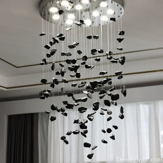 Modern Crystal Stone Chandelier - LED Home Decor Lighting Fixture with Creative Design, Colorful Oval Lustre for Dining Rooms - DecorGlobe