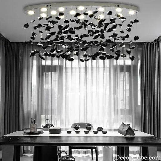 Modern Crystal Stone Chandelier - LED Home Decor Lighting Fixture with Creative Design, Colorful Oval Lustre for Dining Rooms - DecorGlobe