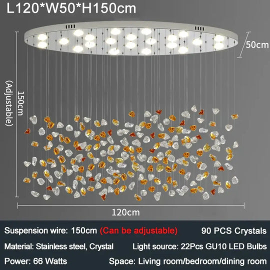 Modern Crystal Stone Chandelier - LED Home Decor Lighting Fixture with Creative Design, Colorful Oval Lustre for Dining Rooms - DecorGlobe