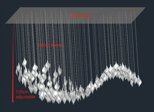 Modern Design Ceramic Leaf Chandelier Custom Art Ceiling Lamp Fiber Light White Gold Leaves Lightings for Table Top