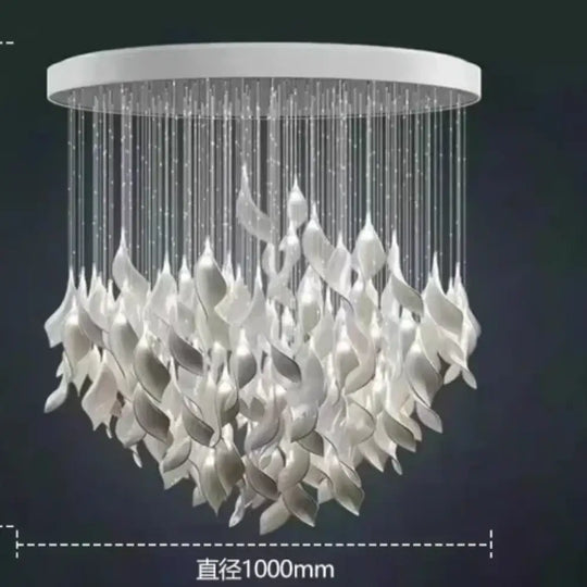 Modern Design Ceramic Leaf Chandelier Custom Art Ceiling Lamp Fiber Light White Gold Leaves Lightings for Table Top