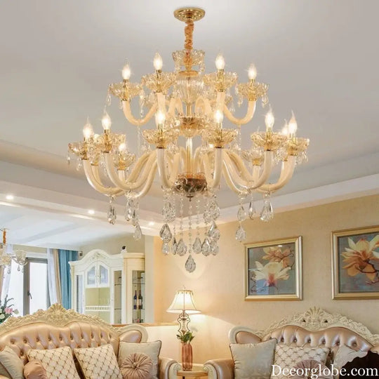 Modern Glass Candle Crystal Chandelier for Living Room and Hotel Chandelier