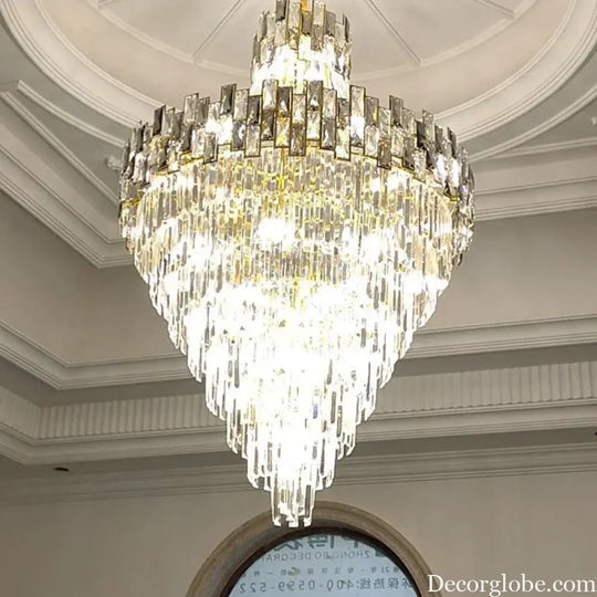 Modern Luxury Glass Crystal Chandelier - Hotel-Grade Decorative Lighting with LED Dimming - DecorGlobe