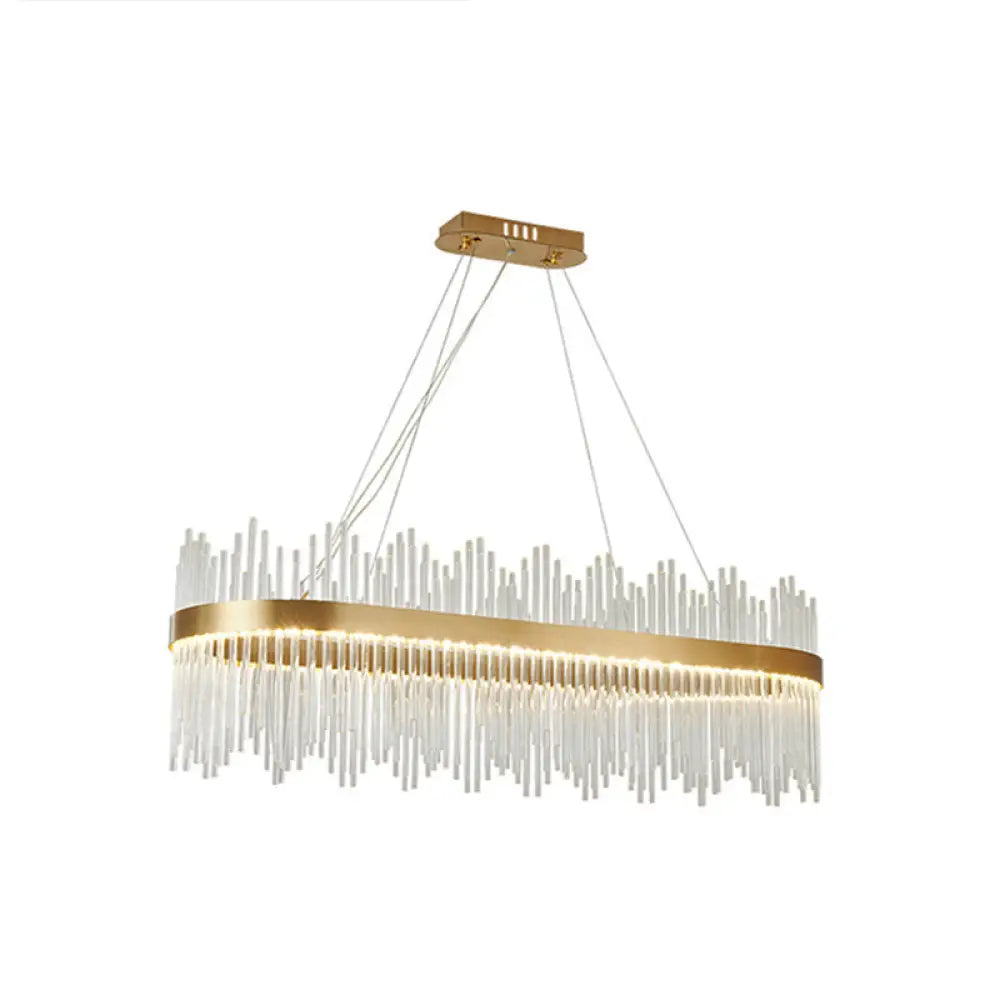 Adjustable Glass Crystal Drum Chandelier Pendant Light for Modern Living Rooms Gold / 31.5’’ / Oval