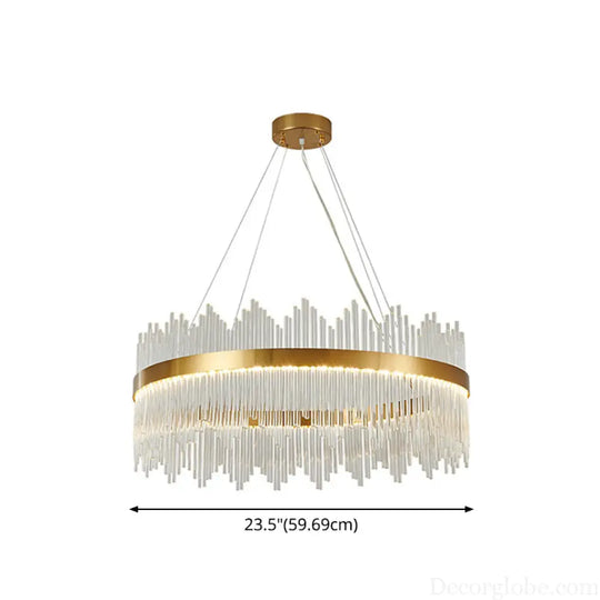 Adjustable Glass Crystal Drum Chandelier Pendant Light for Modern Living Rooms