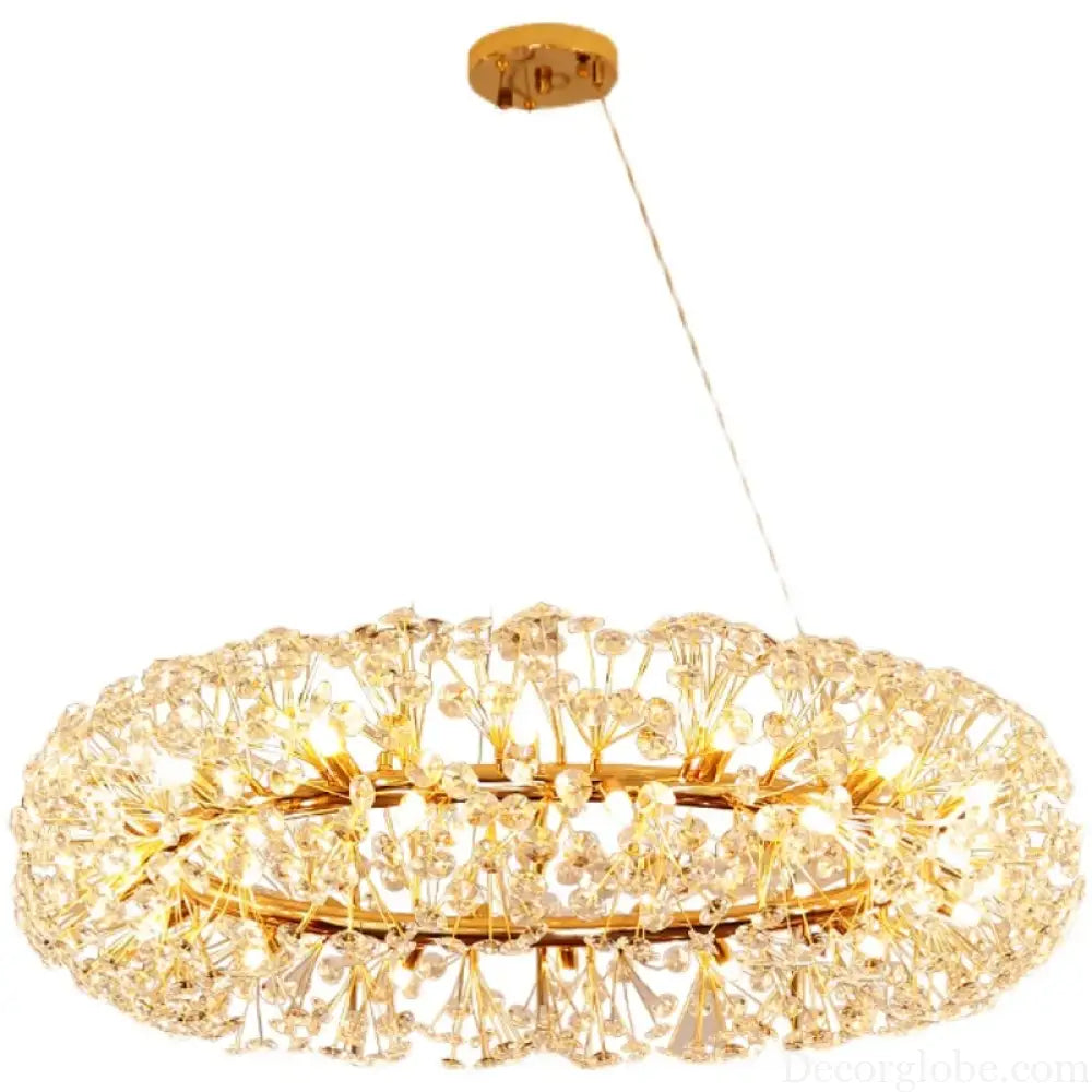 Elegant Modern Gold K9 Crystal Hanging Chandelier - A Luxury LED Fixture for Living and Dining Spaces - DecorGlobe