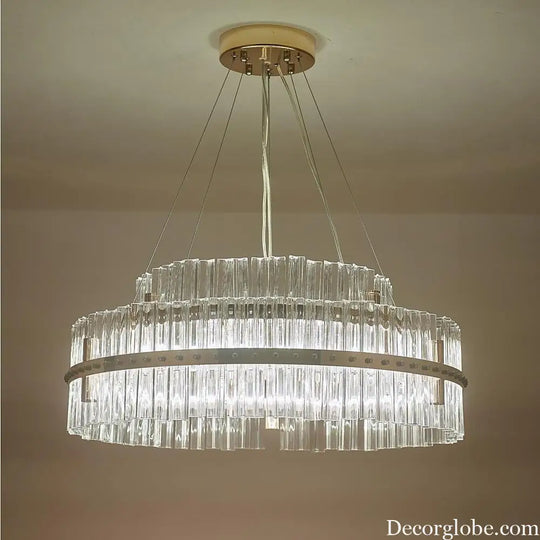Modern Luxury Round Crystal LED Chandelier – Gold Finish Single Tier Lighting > Ceiling lights > Chandeliers