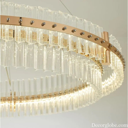 Modern Luxury Round Crystal LED Chandelier – Gold Finish Single Tier Lighting > Ceiling lights > Chandeliers