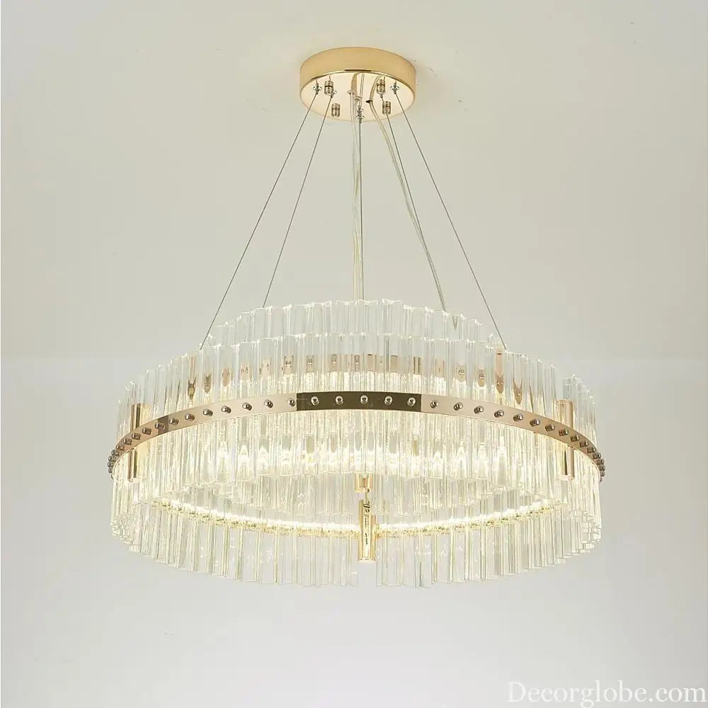 Modern Luxury Round Crystal LED Chandelier – Gold Finish Single Tier Lighting > Ceiling lights > Chandeliers