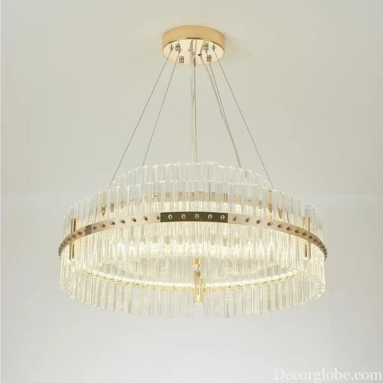 Modern Luxury Round Crystal LED Chandelier – Gold Finish Single Tier Lighting > Ceiling lights > Chandeliers