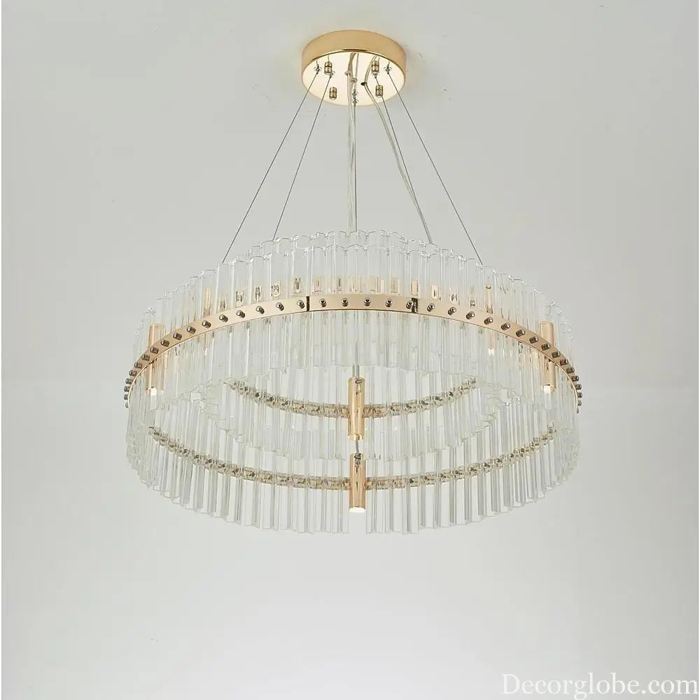 Modern Luxury Round Crystal LED Chandelier – Gold Finish Single Tier Lighting > Ceiling lights > Chandeliers
