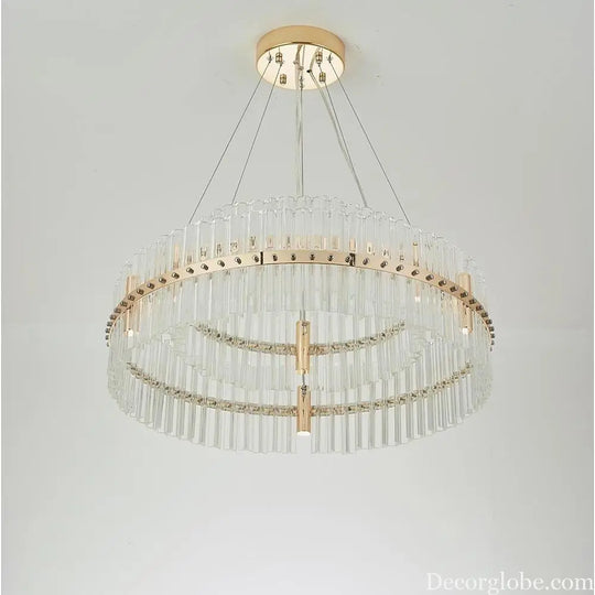 Modern Luxury Round Crystal LED Chandelier – Gold Finish Single Tier Lighting > Ceiling lights > Chandeliers
