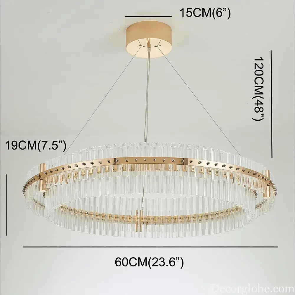 Modern Luxury Round Crystal LED Chandelier – Gold Finish Single Tier Lighting > Ceiling lights > Chandeliers