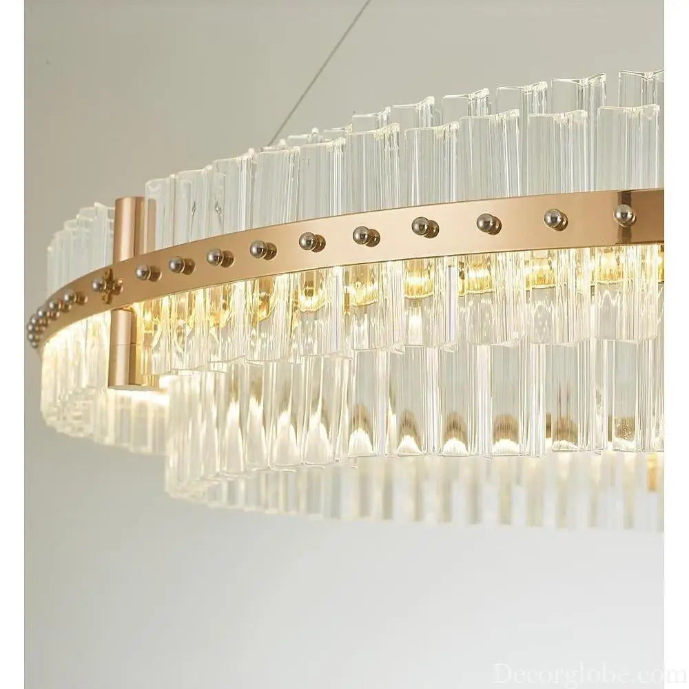 Modern Luxury Round Crystal LED Chandelier – Gold Finish Single Tier Lighting > Ceiling lights > Chandeliers