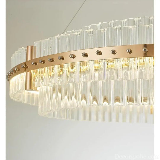 Modern Luxury Round Crystal LED Chandelier – Gold Finish Single Tier Lighting > Ceiling lights > Chandeliers