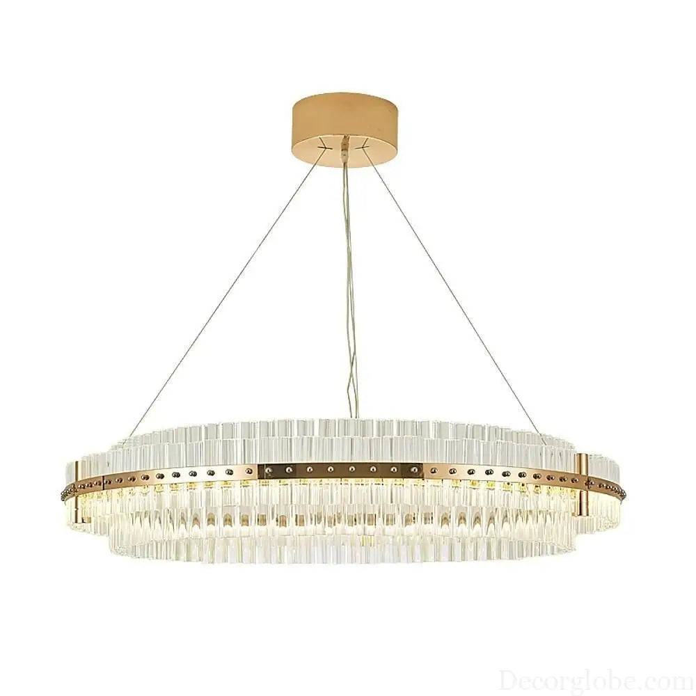 Modern Luxury Round Crystal LED Chandelier – Gold Finish Single Tier Lighting > Ceiling lights > Chandeliers
