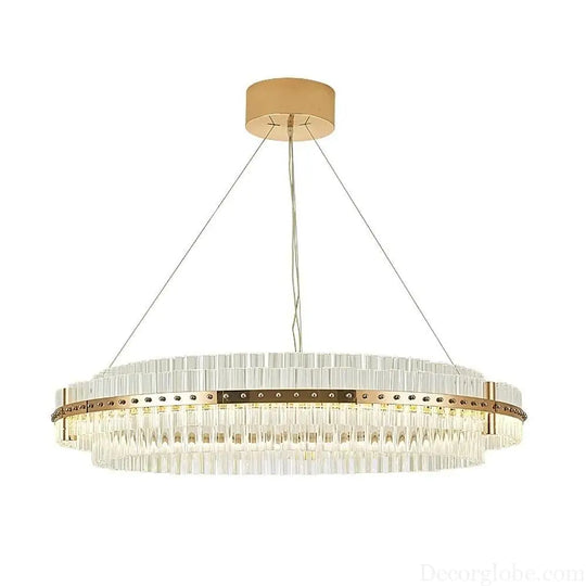 Modern Luxury Round Crystal LED Chandelier – Gold Finish Single Tier Lighting > Ceiling lights > Chandeliers