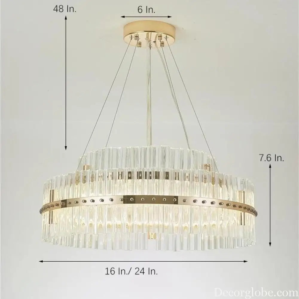 Modern Luxury Round Crystal LED Chandelier – Gold Finish Single Tier Lighting > Ceiling lights > Chandeliers