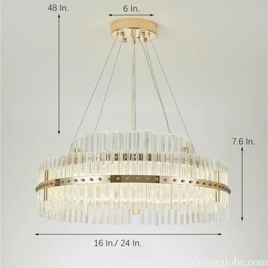 Modern Luxury Round Crystal LED Chandelier – Gold Finish Single Tier Lighting > Ceiling lights > Chandeliers