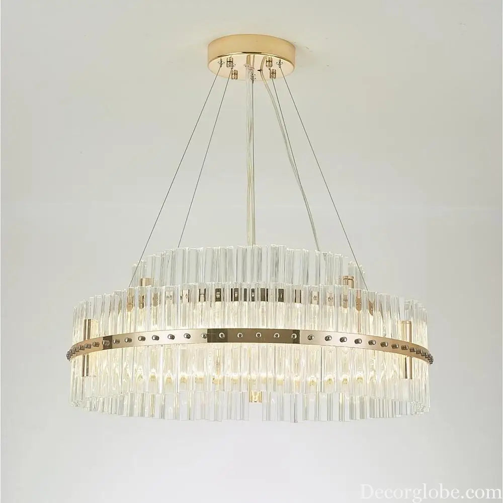 Modern Luxury Round Crystal LED Chandelier – Gold Finish Single Tier Lighting > Ceiling lights > Chandeliers
