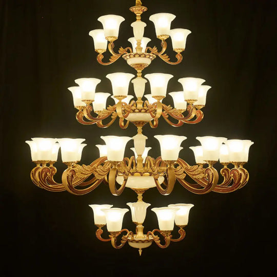 Gold Pendant Chandelier with Frosted Glass for Modern Bedroom Lighting 35 / Gold