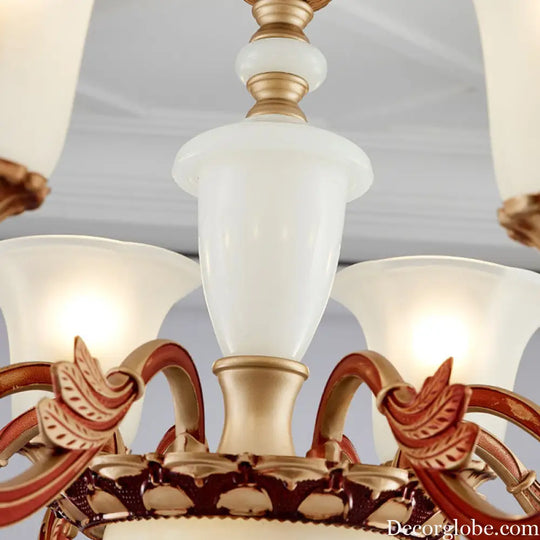 Gold Pendant Chandelier with Frosted Glass for Modern Bedroom Lighting