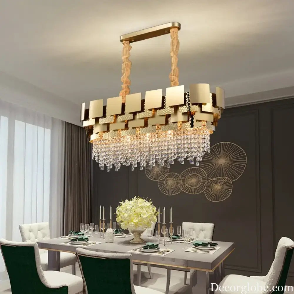 Modern Golden Stainless Steel Chandelier - Elegance for Living and Dining in Villas and Duplex Buildings - DecorGlobe