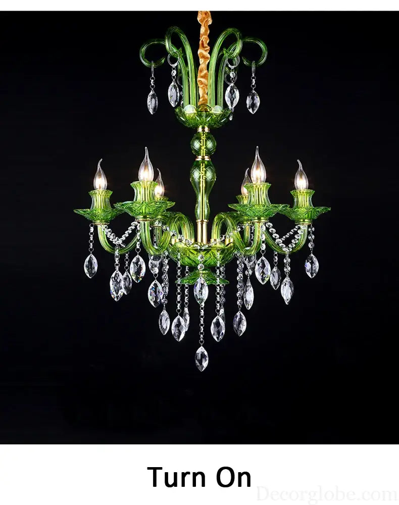 Modern Luxury Green Crystal Chandelier Wave Lotus Leaf Design LED Pendant Light for Bedroom Hotel Lobby Corridor And