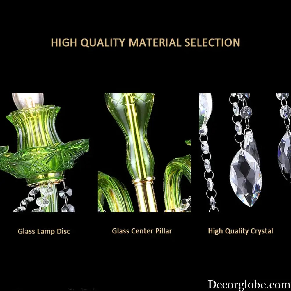 Modern Luxury Green Crystal Chandelier Wave Lotus Leaf Design LED Pendant Light for Bedroom Hotel Lobby Corridor And