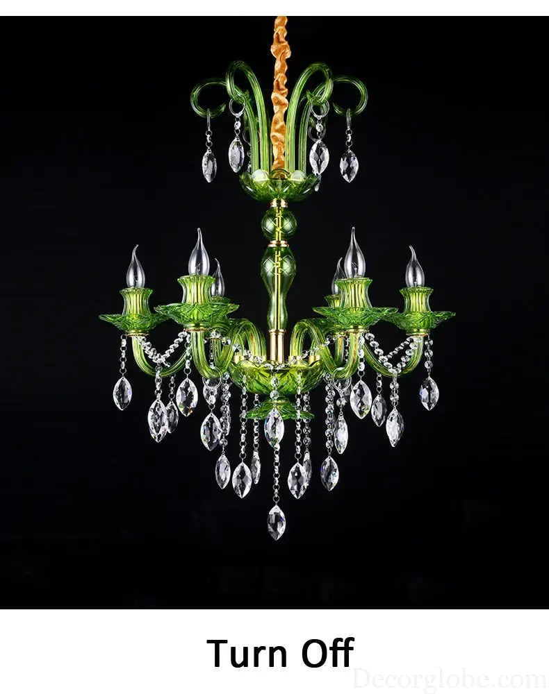 Modern Luxury Green Crystal Chandelier Wave Lotus Leaf Design LED Pendant Light for Bedroom Hotel Lobby Corridor And