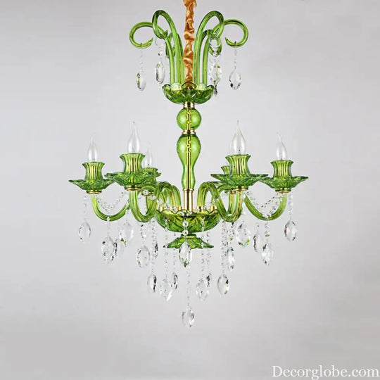 Modern Luxury Green Crystal Chandelier Wave Lotus Leaf Design LED Pendant Light for Bedroom Hotel Lobby Corridor And
