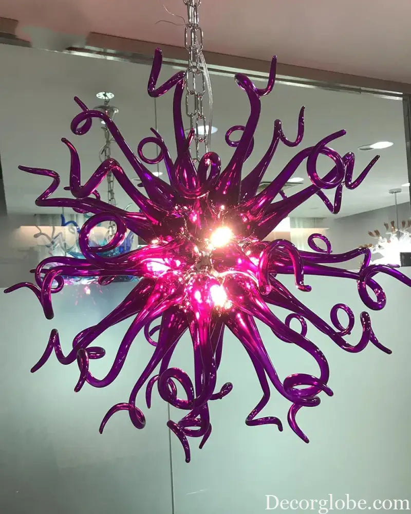 LONGREE Modern Hand Blown Glass Chandelier 20inch Chihuly Style Ceiling Chandelier for Bedroom,Dining Room,Living roon