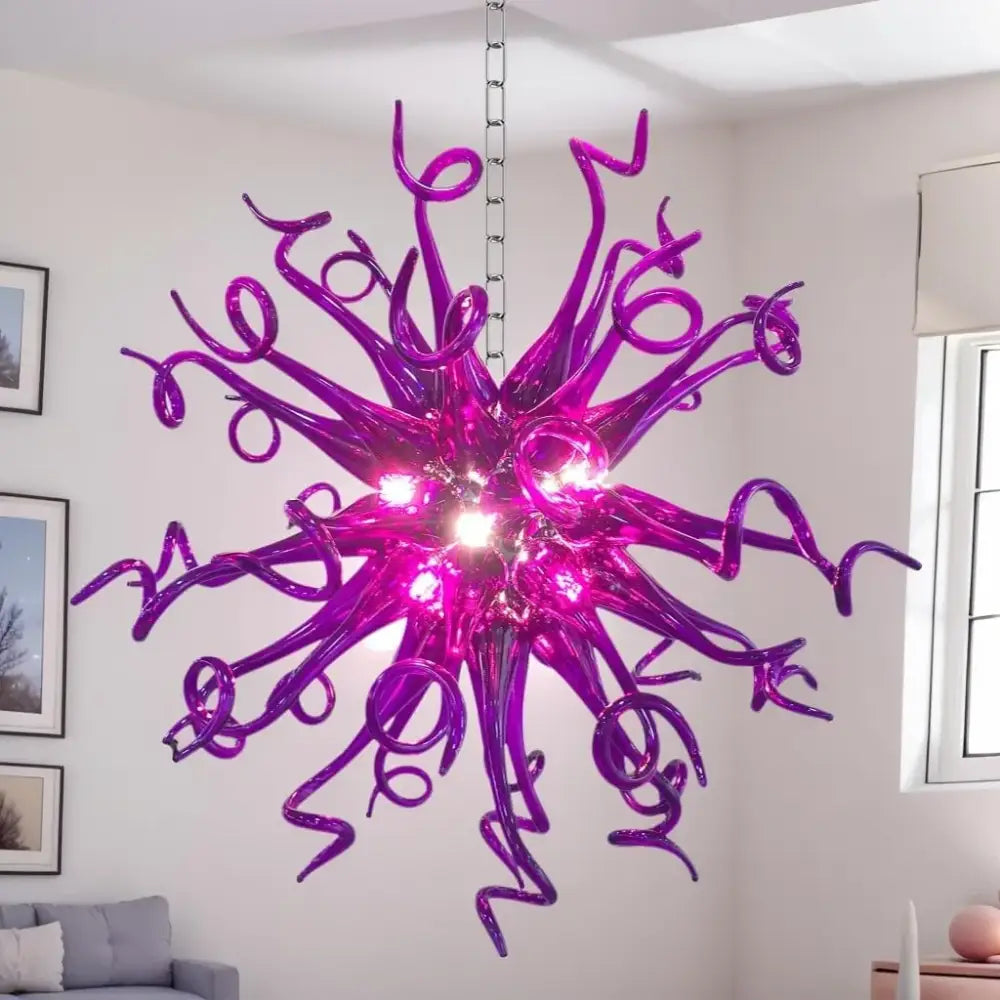 LONGREE Modern Hand Blown Glass Chandelier 20inch Chihuly Style Ceiling Chandelier for Bedroom,Dining Room,Living roon