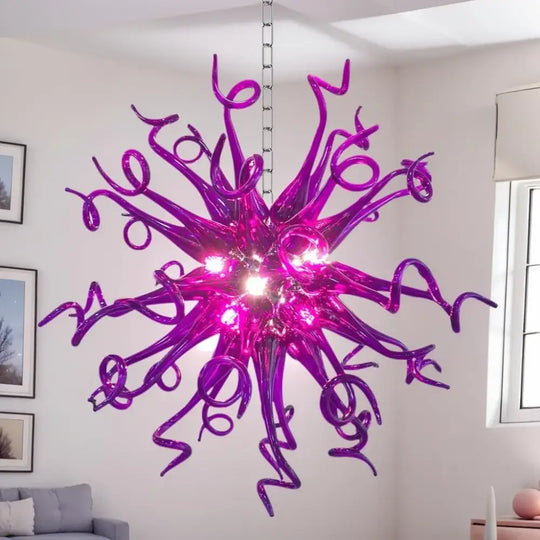 LONGREE Modern Hand Blown Glass Chandelier 20inch Chihuly Style Ceiling Chandelier for Bedroom,Dining Room,Living roon