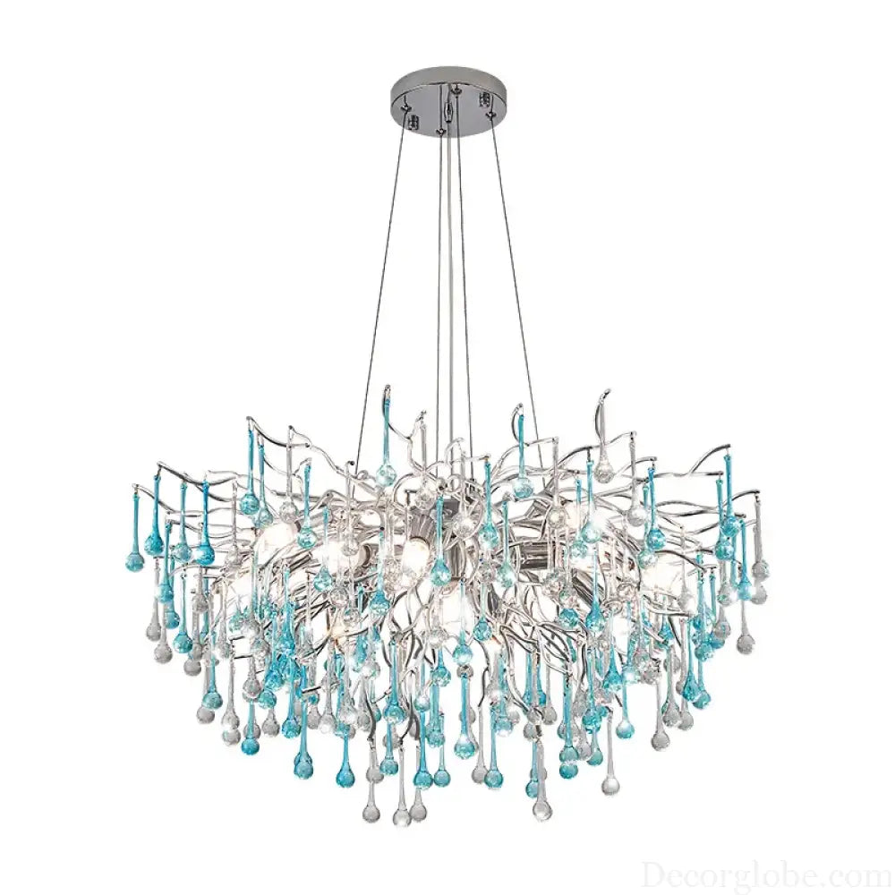 Modern LED Blue Water Droplets Ceiling Chandelier - Luxury Elegance for Villas and Living Spaces - DecorGlobe